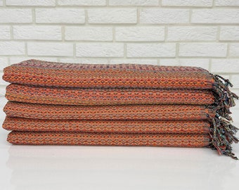 Orange Turkish Beach Towel Quick Dry 40x70",Organic Cotton Soft Thick Peshtemal Hammam Towel,Personalized Gift,Embroidery Vintage Bath Towel