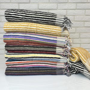 Multicolor Thick Striped Turkish Towel Set All Colors 33x72", Organic Cotton Fluffy Soft Pool Beach Towel,Vintage Bathroom Towel,Towel Throw