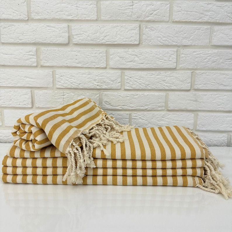 Mustard Yellow Handmade Turkish Towel 40x70", Striped Absorbent Pool Beach Towel,Organic Cotton Soft Bathroom Towel,Personalized Towel Gift