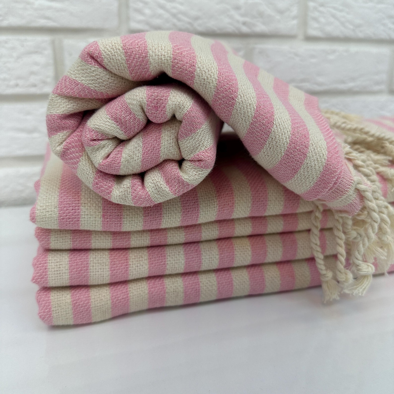 Pink Striped Bath Towel