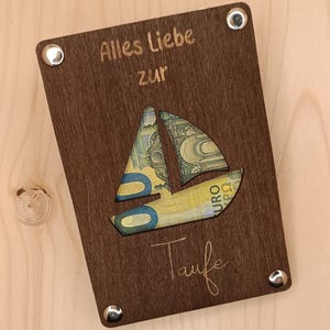 Holzkarte für Geldgeschenke Geldgeschenk Verpackung aus Holz Holzkarte für Geldscheine, Geschenk zur Taufe, Taufgeschenk
