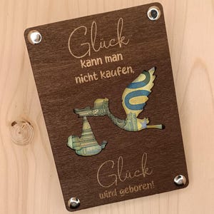 Holzkarte für Geldgeschenke Geldgeschenk Verpackung aus Holz Holzkarte für Geldscheine, Geschenk zur Geburt, Neues Glück