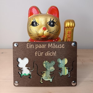 Holzkarte für Geldgeschenke Geldgeschenk Verpackung aus Holz Holzkarte für Geldscheine, Geburtstaggeschenk, Mäuse für Dich