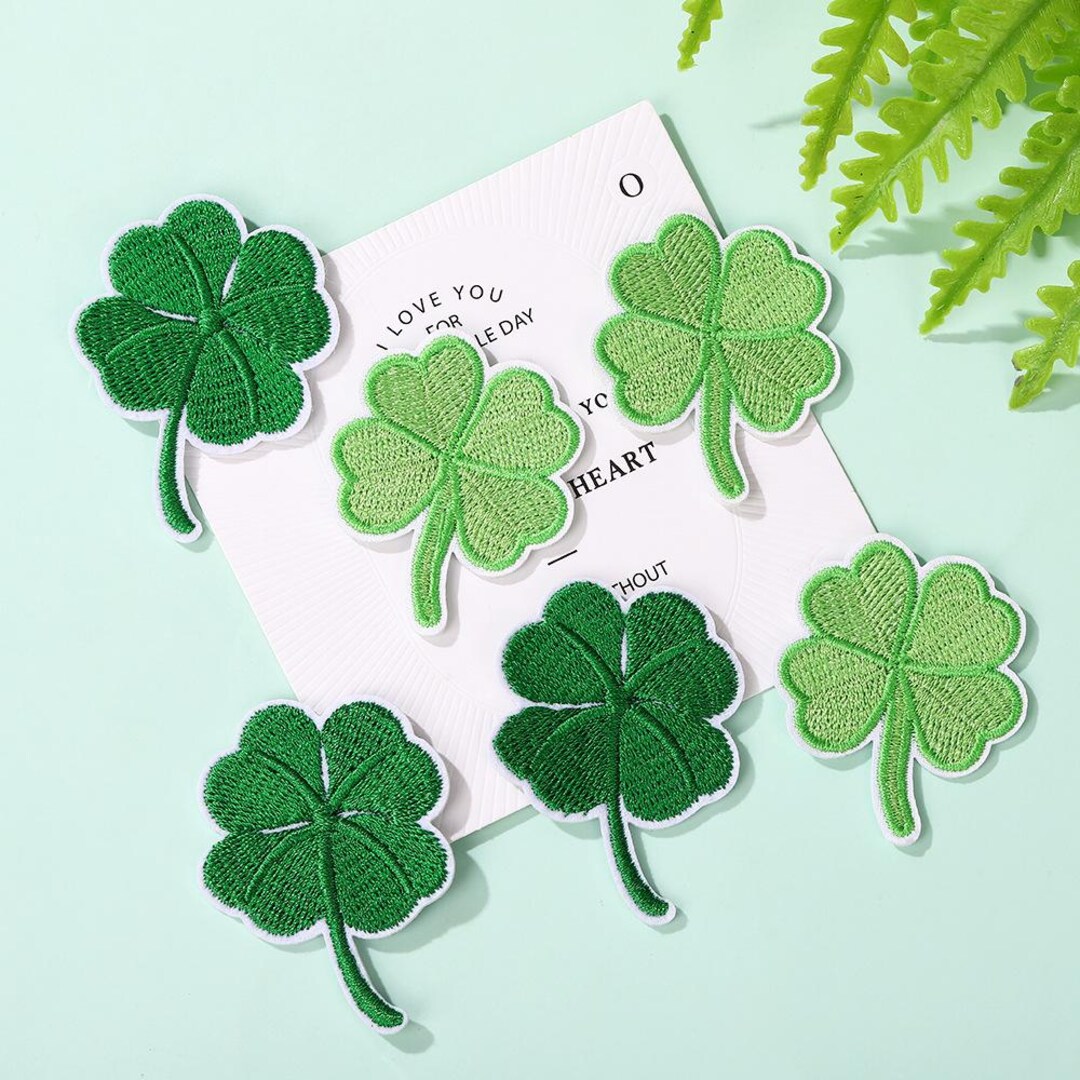Lucky Four Leaf Clover Embroidered Patch for Clothing Irish Shamrock ...