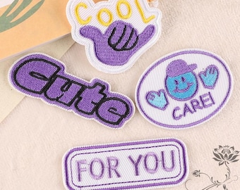 Parches de tela con el alfabeto inglés de dibujos animados, parches bordados de personajes para hacer tú mismo