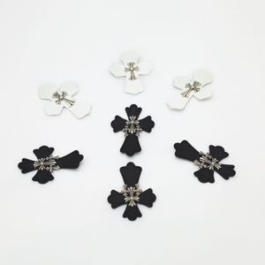 Leather Cross Patch, Vintage Hardware Embroidered Iron On