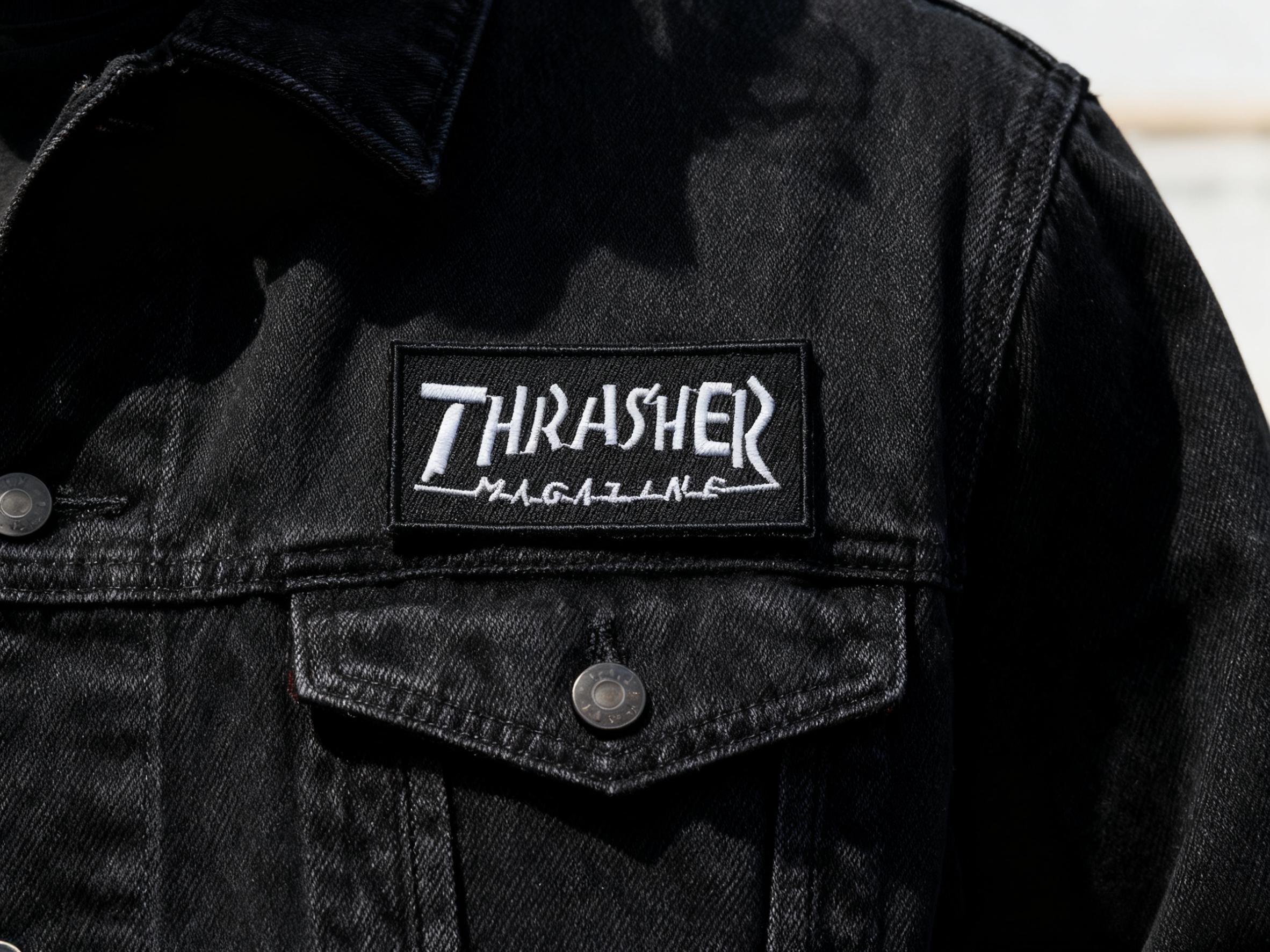 Patch Thrasher Logo Blanc/noir - écusson Skateboard