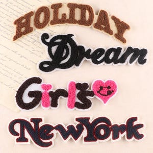 Naszywki z literami z szenili | Vintage haft 3D naszywka do dekoracji kurtki jeansowej