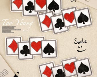 Etichetta per carte da gioco con toppa a forma di cartone animato, toppa fai da te, toppa in tessuto ricamato retrò