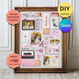 Pink Matchbook Template Canva, Editable Best Friend Poster Print, Personalized BFF Gift, Galentine Anniversary DIY Wall Art Download
