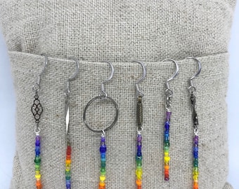 Ombré rainbow seed bead earring collection