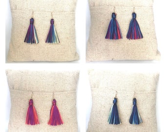 Ombré silk tassel earrings