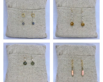 Mixed metal gemstone earrings