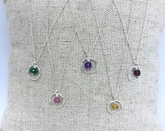 Birthstone charm necklace