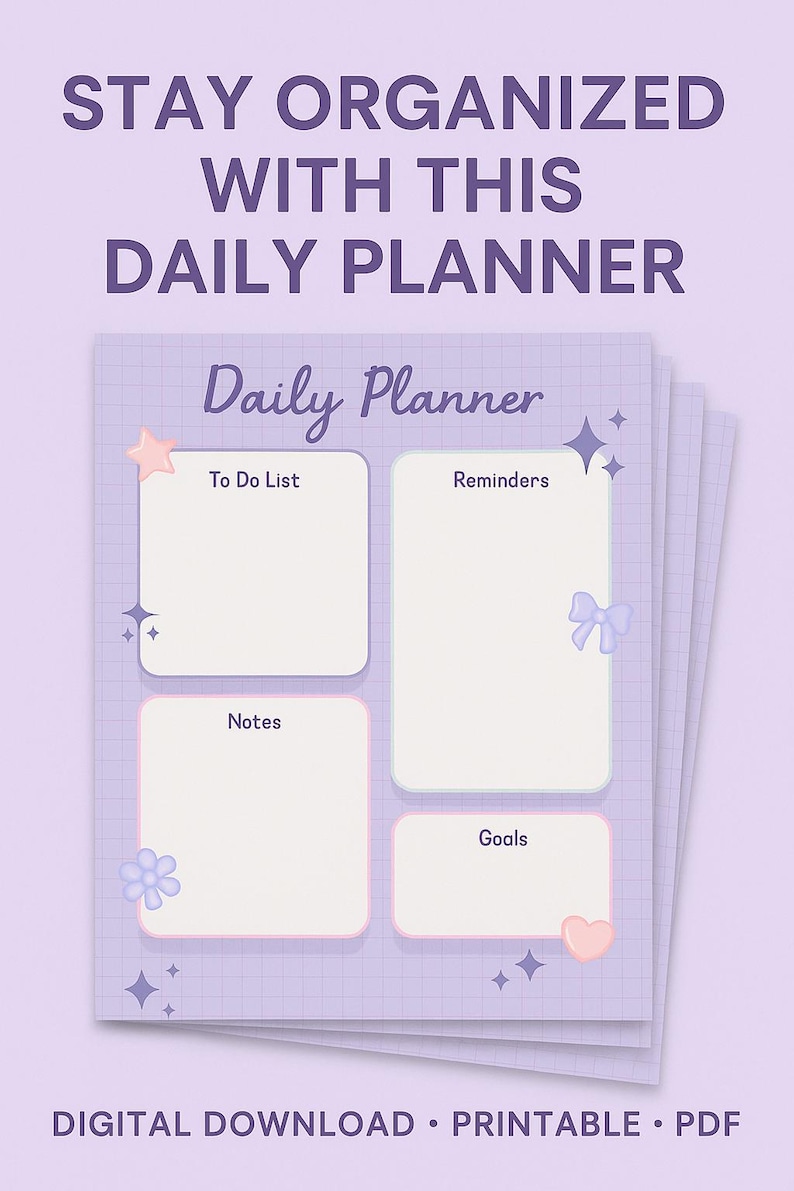 Pastel Daily Planner Printable | Cute To-do List + Goals & Reminders ...