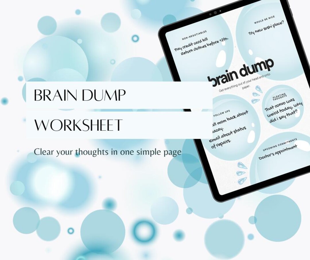 ADHD Brain Dump Planner Printable | Mental Reset Worksheet ...