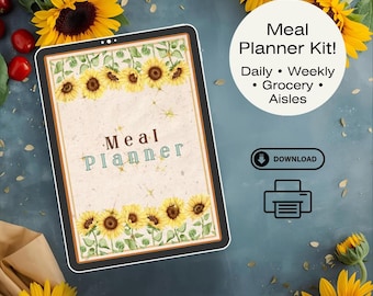 Weekly Meal Planner Printable PDF | Meal Prep Planner | Grocery List Organizer | Menu Planning Worksheet | Digital Meal Planner Download