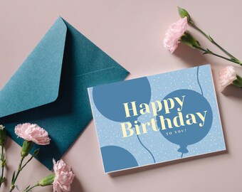 Happy Birthday Card, Digital Download, Printable Card, Happy Birthday ...