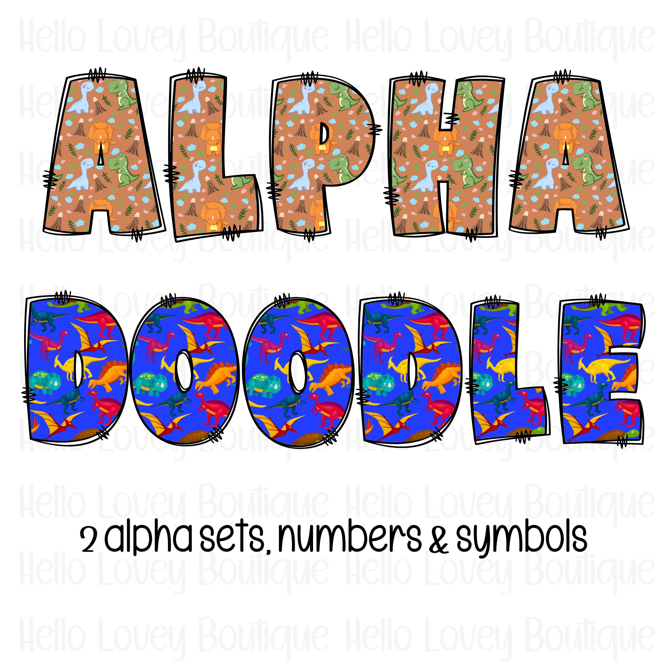 Dinosaur Doodle Alphabet Set PNG, Dinosaur Letters, Doodle Letters ...