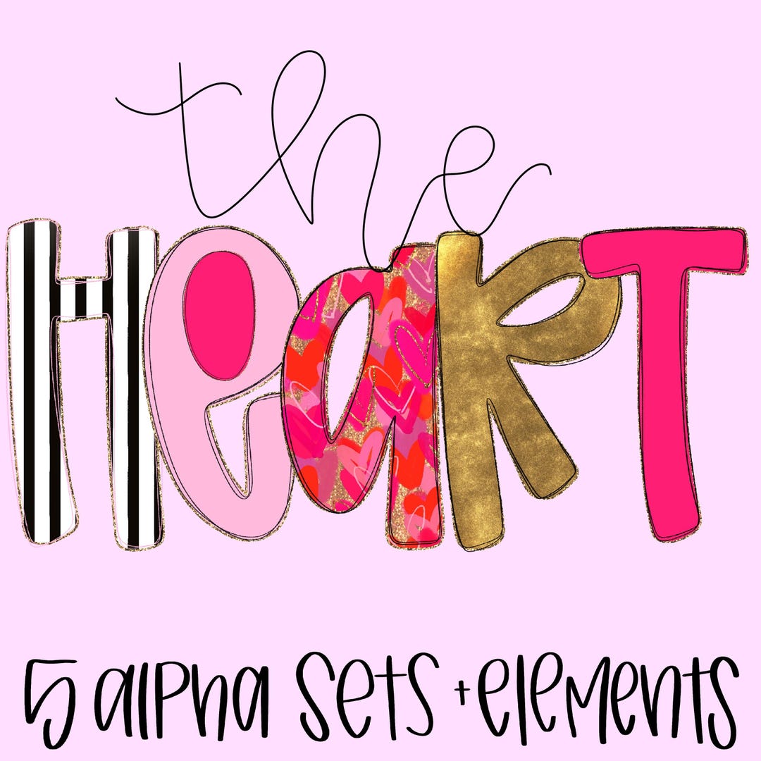 The Heart Alpha Set, Valentines Alphabet PNG Digital Download - Etsy