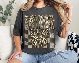 Mama Camo Checker Bow PNG, Hunting Season Design (Digital File)