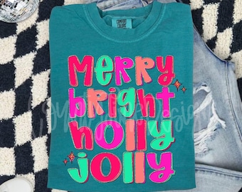 Merry Bright Holly Jolly Christmas PNG