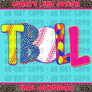 Neon T-boll PNG: Preppy design (digital nedladdning)
