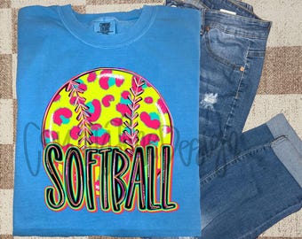 Neon softball preppy sports png