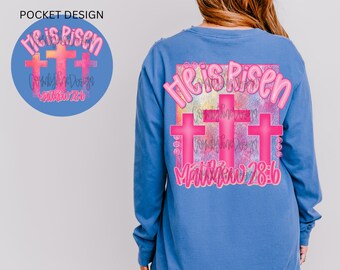 He is Risen Sunset Preppy Easter PNG