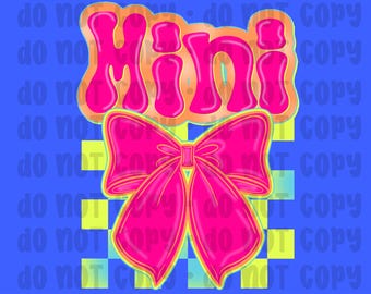 Mini neon bow PNG
