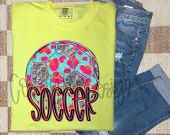 Soccer neon preppy sports png