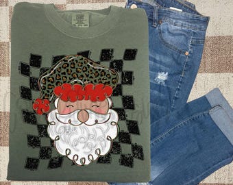 Checker Christmas Santa Vintage PNG (Digital File)