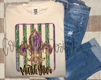 Mardi Gras Glitter Fleur De Lis PNG Digital Download