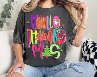 Neon Hallothanksmas PNG: Original Fall Design (Digital File)
