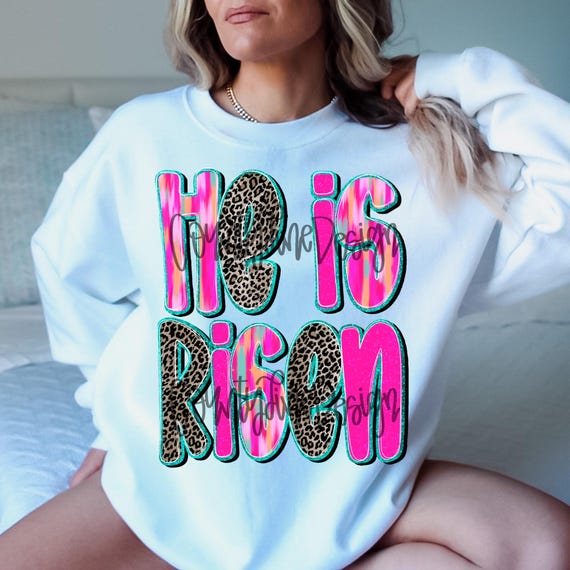He is Risen Neon Leopard Easter PNG (Digital File)