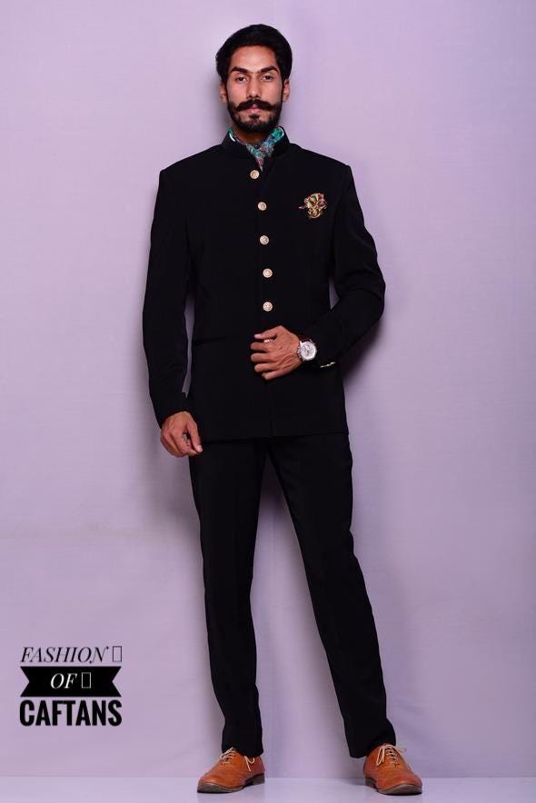 Black Jodhpuri Suit: Royal Wedding Style Jacket for Men