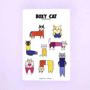 Boxy Cat | Sticker Sheets | Stickers | Journal Stickers | Planner Stickers | Glossy Stickers | Matte Stickers | Cute Sticker | Cat Sticker