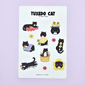 Tuxedo Cat | Sticker Sheets | Stickers | Journal Stickers | Planner Stickers | Glossy Stickers | Matte Stickers | Cute Sticker | Cat Sticker