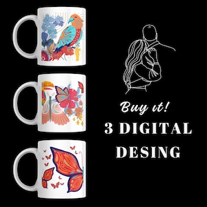 Valentine mug wrap bundle, couple mug template, valentine cup wrap PNG, 11oz 15oz 12oz mug gifts,valentine&#39;s day mug colorful cup 3 PNG
