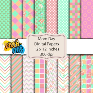 Mother&#39;s Day Digital Papers with Animals