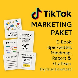 TikTok Marketing Paket – E-Book, Spickzettel, Mindmap, Report & Grafiken – Digital Download für Einsteiger