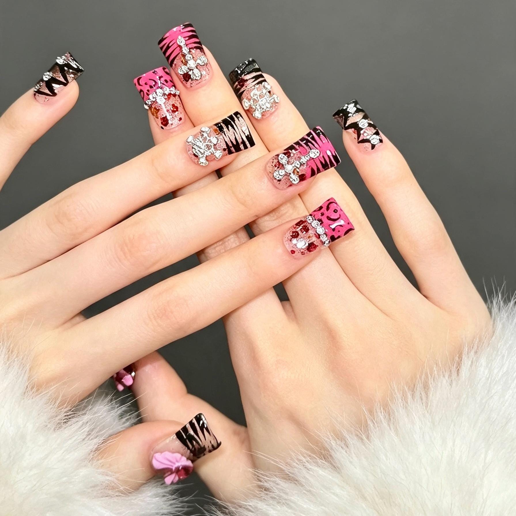 Gyaru Y2k Duck Nails Press On - Etsy