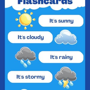 8 Weather Cards | Montessori flashcards | Pre-School Cards | Rainbow Educational Printable Cards | Instant Download