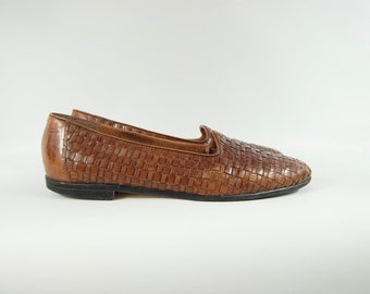 Vintage Trotters Woven Leather Loafers, Size 10 Narrow