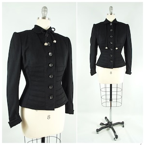1950s Black Fitted Suit Jacket / 38 - 39 Bust / Ladies Wool Blazer Fall Winter Early 1950s Nipped Waist Tailored Womens Suitcoat Buddy Yates