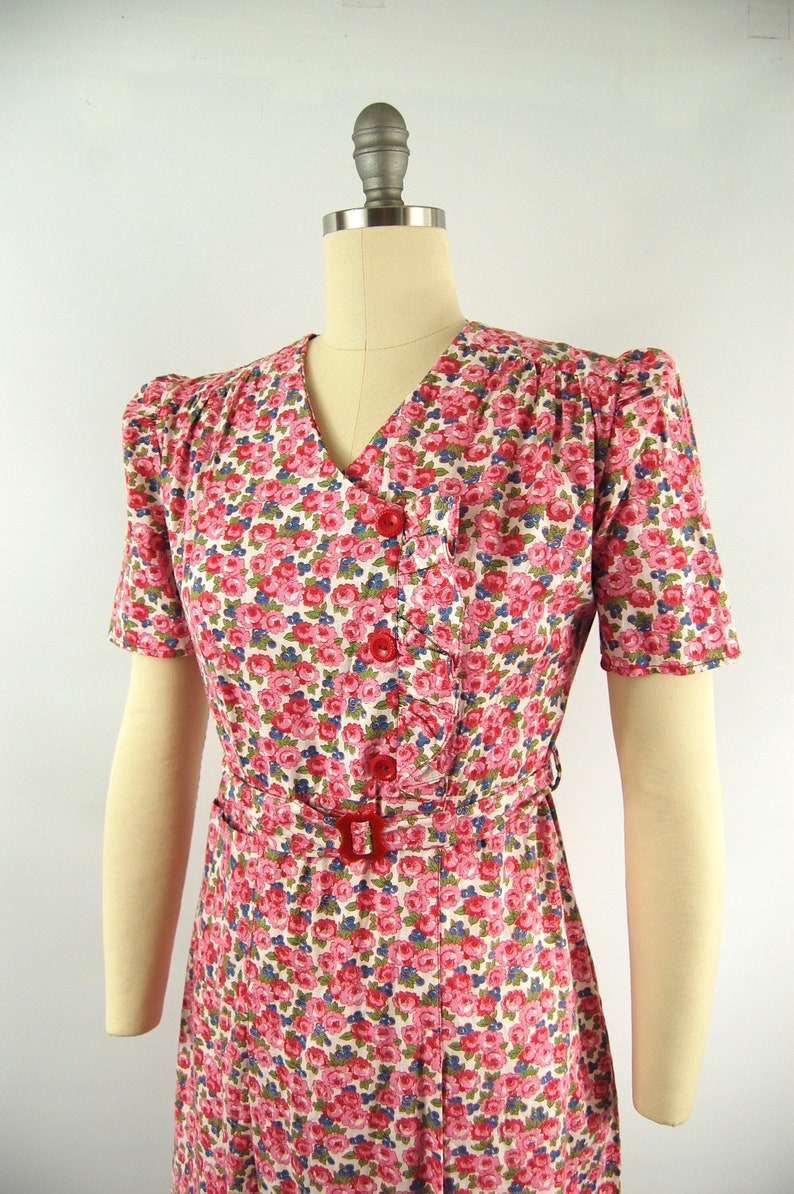Late 1930s Early 1940s Floral Blueberry Dress / 36 38 Bust / - Etsy