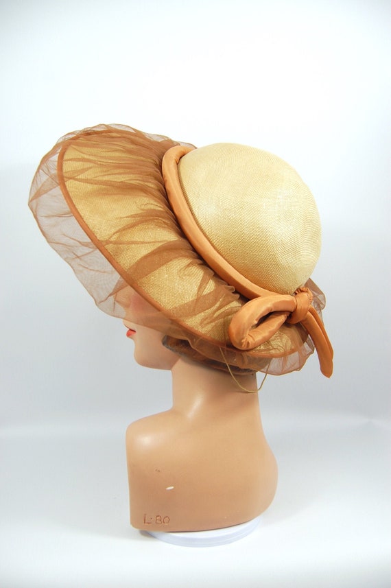 1940s Wide Brimmed Straw Picture Hat / Norman Dur… - image 2