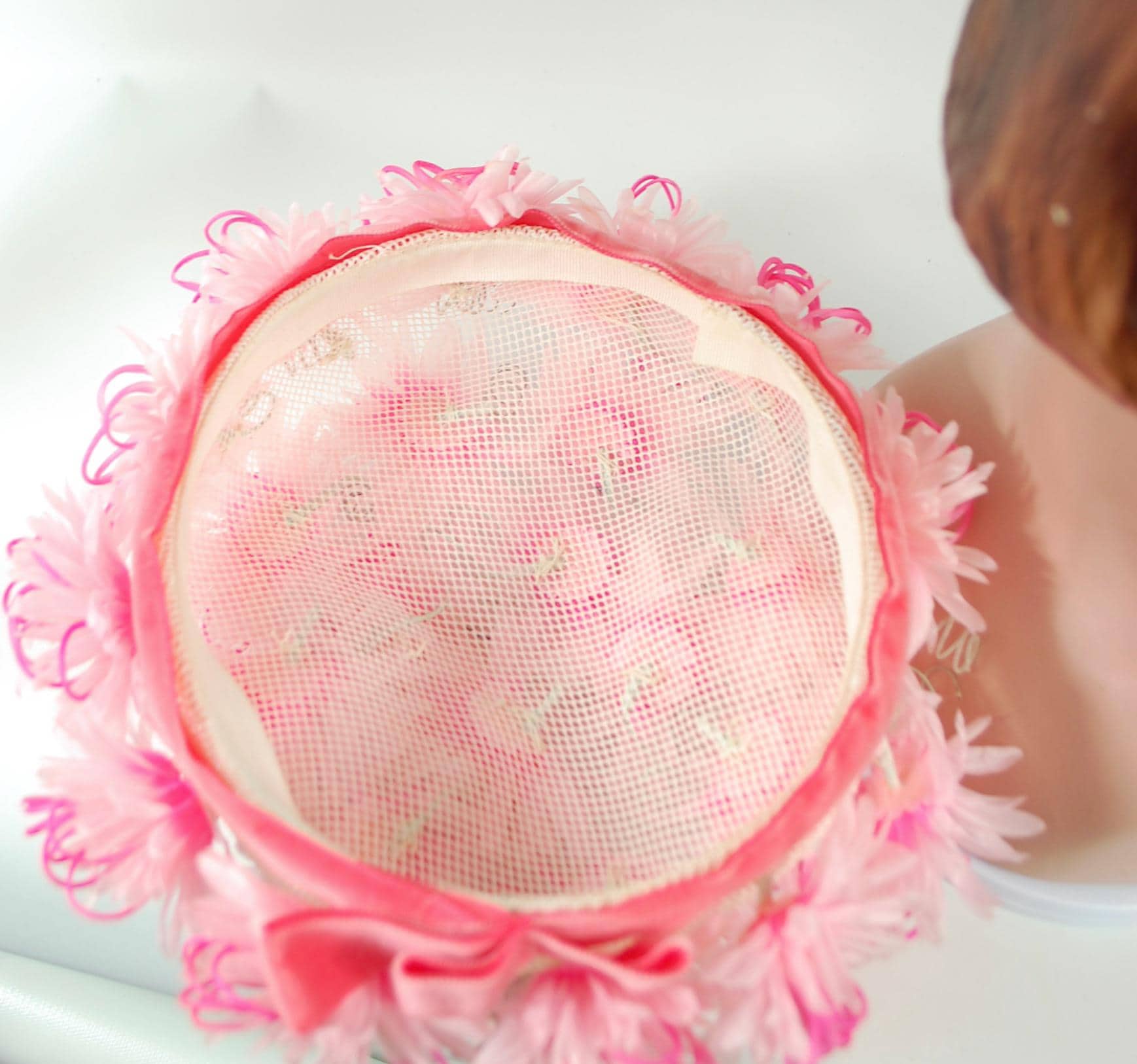 Vintage 1960s Floral Pillbox Hat Pink Alfreda New York Mod Style Hat Vintage Floral Pillbox Hat With Veil, Vintage Hat, 1950s-60s  main image 2
