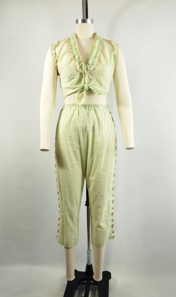 1950s Mint Green Pajama Set / size 34 / Rogers Li… - image 2