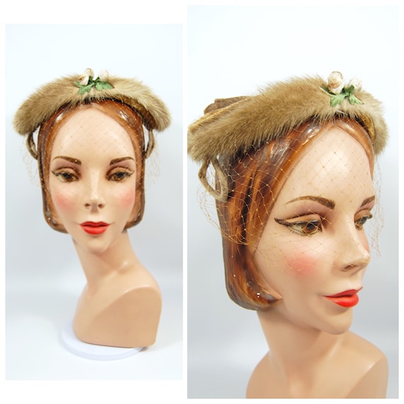 1950s Light Brown Mink Hat - Winter hat - Mink Vei